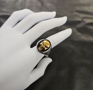 Two-Tone Skull Signet Ring for Men